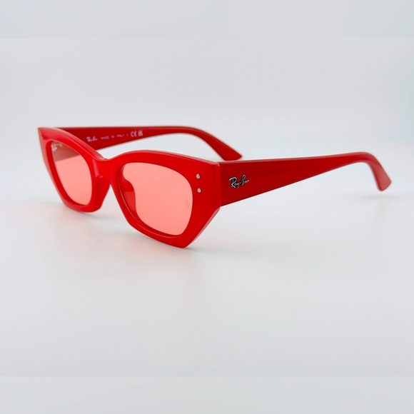 Ray-Ban Zena Sunglasses RB4430 Polished Red Cherry Frame with Pink Lenses Unisex main image 13